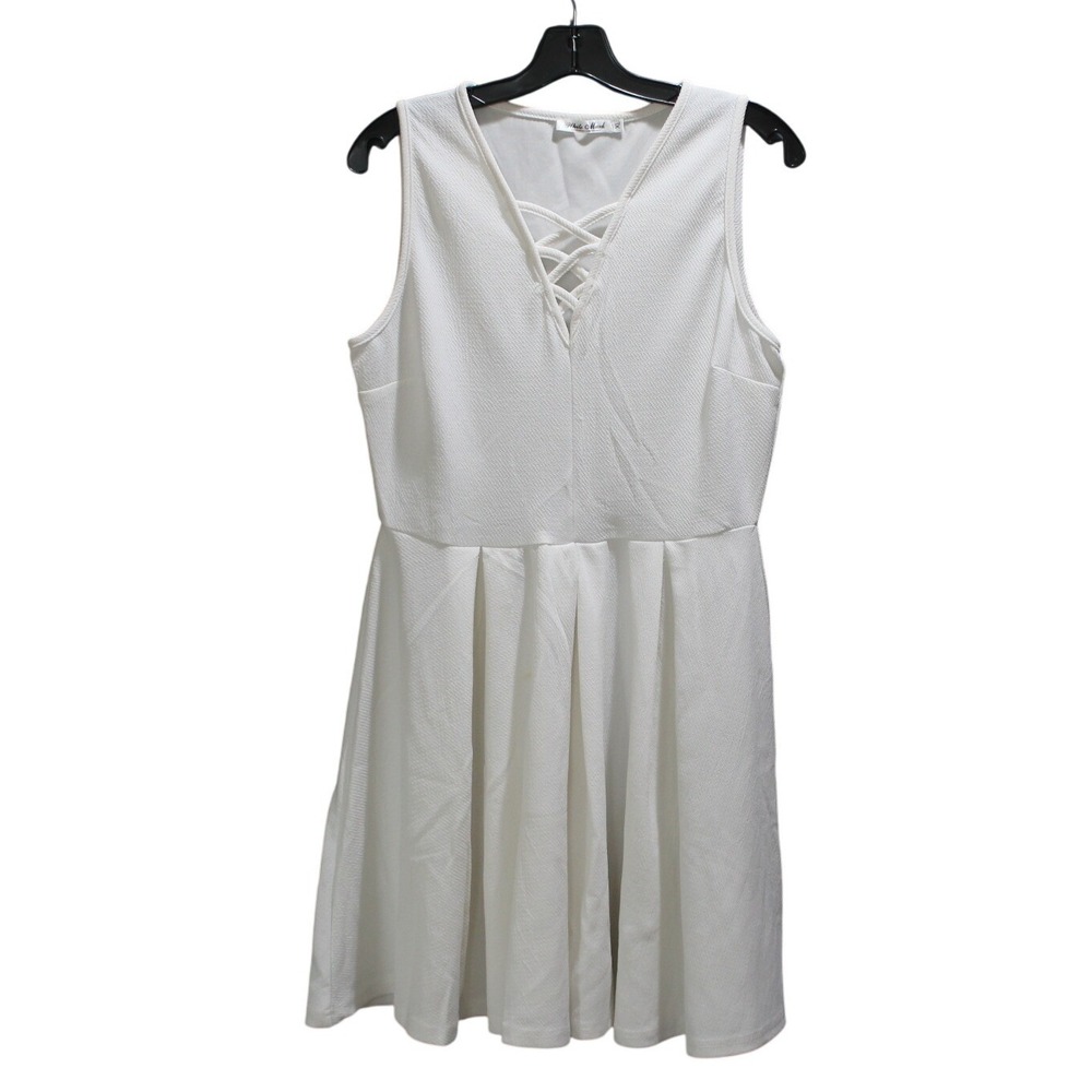 White Mark White Fit & Flare Dress Criss Cross Neck Sleeveless Plus 1X